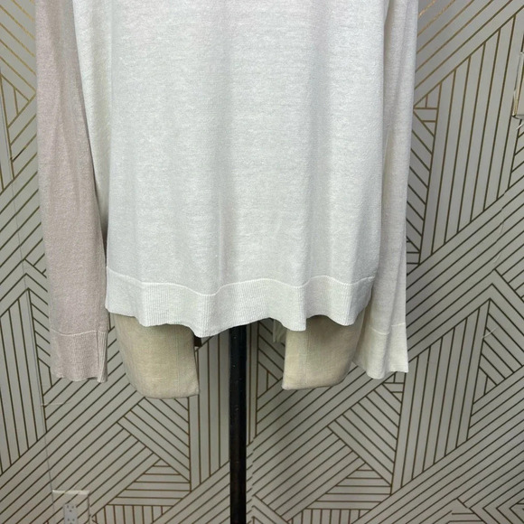 Akris Punto Cardigan Sweater Linen-BlendContrast Light Taupe Cream Size US 10 - Picture 10 of 12